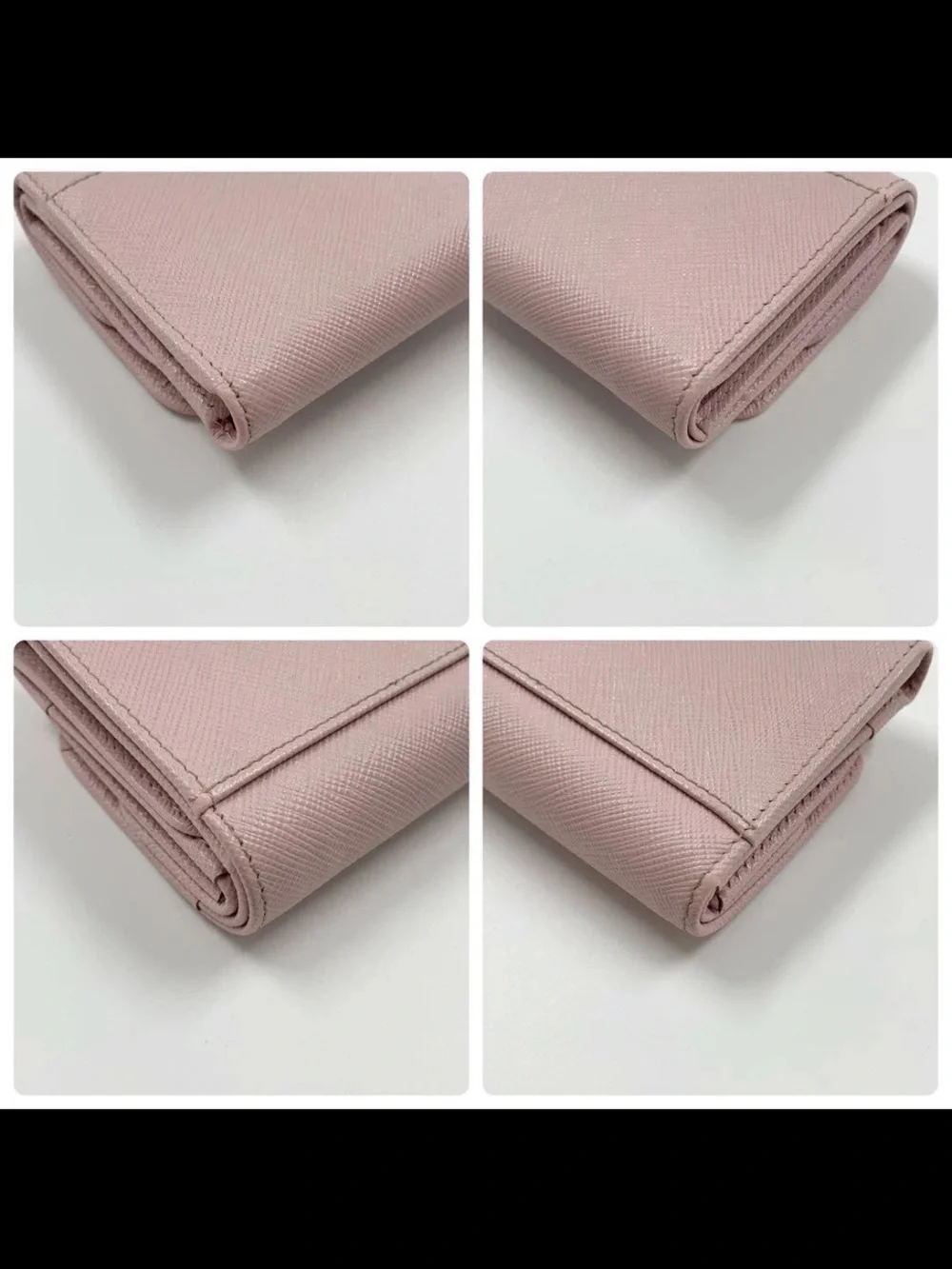Prada Pink Saffiano Compact Wallet with Gold Logo
